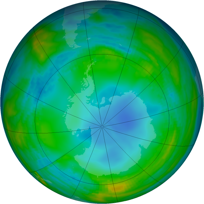 Antarctic ozone map for 20 July 1985